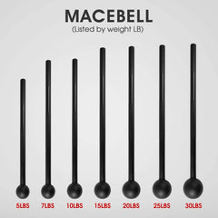 Steel Mace Bell for Strength Training, Support Full Body, Muscles, Shoulder, Grips & Forearms Workouts, Stretching 5, 7, 10, 15, 20, 25, 30 LB for Woman & Man
