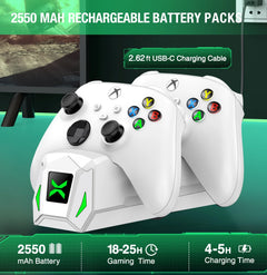 Xbox Controller Charger Station with 2 X5520Mwh Rechargeable Battery Pack for Xbox Series X|S, Xbox One, One S, One X & Elite Controllers