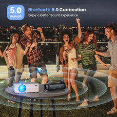 Proyector Wifi Bluetooth, Proyector De Películas Portátil Nativo 1080P Para Hogar Y Exterior, Proyector De Vídeo HD Completo Compatible Con Teléfono/Portátil/Pc/Tv Stick/Usb/Tarjeta Sd (Trípode Incluido)