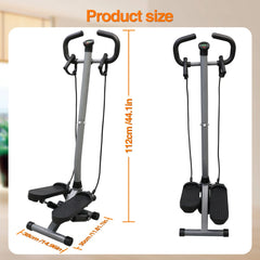 Steppers for Exercise, Mini Stair Stepper with Resistance Bands and Handlebar, 2 Ways to Use, Stair Climber Fitness Exercise Equipment for Full Body Training, 220 Lbs Weight Capacity