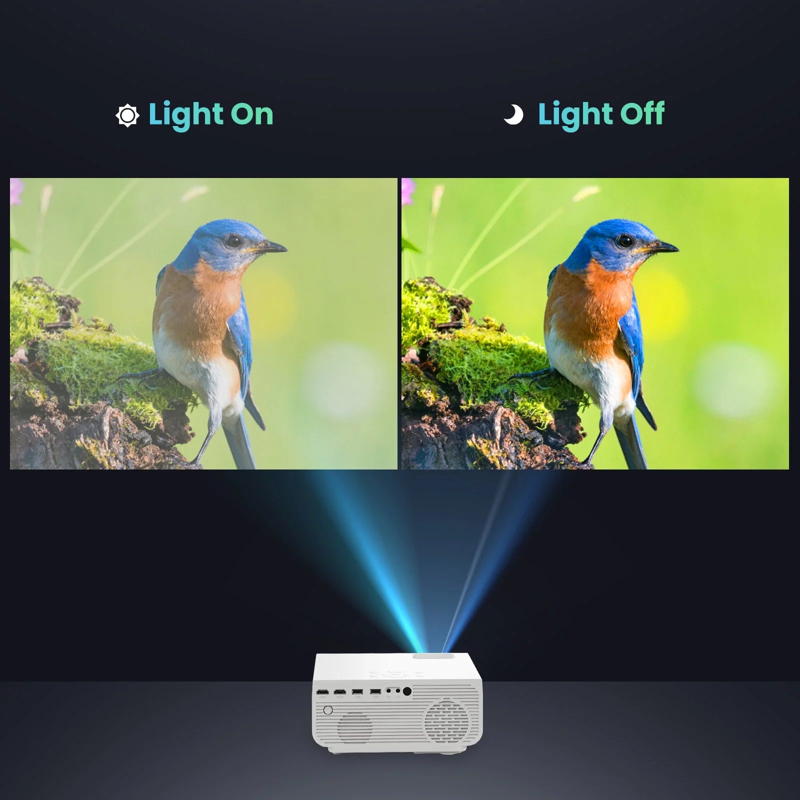 1080P Mini Projector with 5G Wifi and Bluetooth, 240 ANSI, Support 4K, Compatible with Soundbar, 100" Screen Included