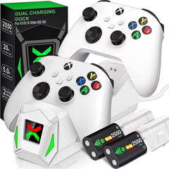 Xbox Controller Charger Station with 2 X5520Mwh Rechargeable Battery Pack for Xbox Series X|S, Xbox One, One S, One X & Elite Controllers