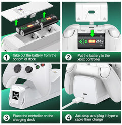 Xbox Controller Charger Station with 2 X5520Mwh Rechargeable Battery Pack for Xbox Series X|S, Xbox One, One S, One X & Elite Controllers