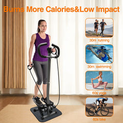 Steppers for Exercise, Mini Stair Stepper with Resistance Bands and Handlebar, 2 Ways to Use, Stair Climber Fitness Exercise Equipment for Full Body Training, 220 Lbs Weight Capacity
