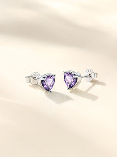 Silver Earrings for Women 925 Sterling Silver Heart Birthstone Stud Earrings Birthday Jewelry Gift