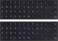 2PCS Pack Universal English Keyboard Stickers, Computer Keyboard Stickers Black Background with White Lettering for Computer Laptop Notebook Desktop (English)