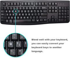 [2 Pack] Universal English Keyboard Stickers, Replacement English Keyboard Stickers with Black Background and White Lettering, Each Unit: 0.43" X 0.51" -Matte