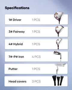 Complete Golf Clubs Package 8 Club Set for Men Woman Right Handed True Temper Steel Shafts Putter Stand Bag and 3 H C Bonus Head